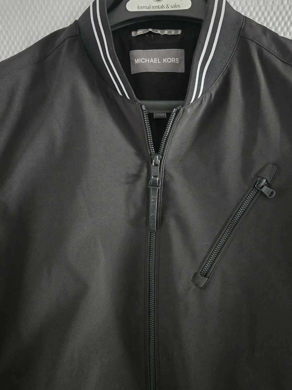 Michael Kors Men's Black Bomber/Varsity Jacket